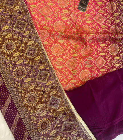 PURE GORGET UNSTITCHED SUITS BHANDHNI PRINT