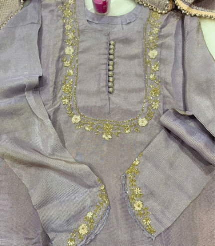 Semi stitched Suit  Tissue Luxe zari weaving  beautiful neck
